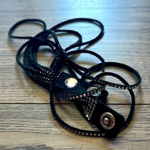 New SWAROVSKI Slake Black Bracelet Choker Leather 5120197 Black